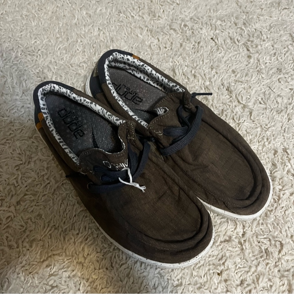 Hey Dude Brown Flats with White Trim